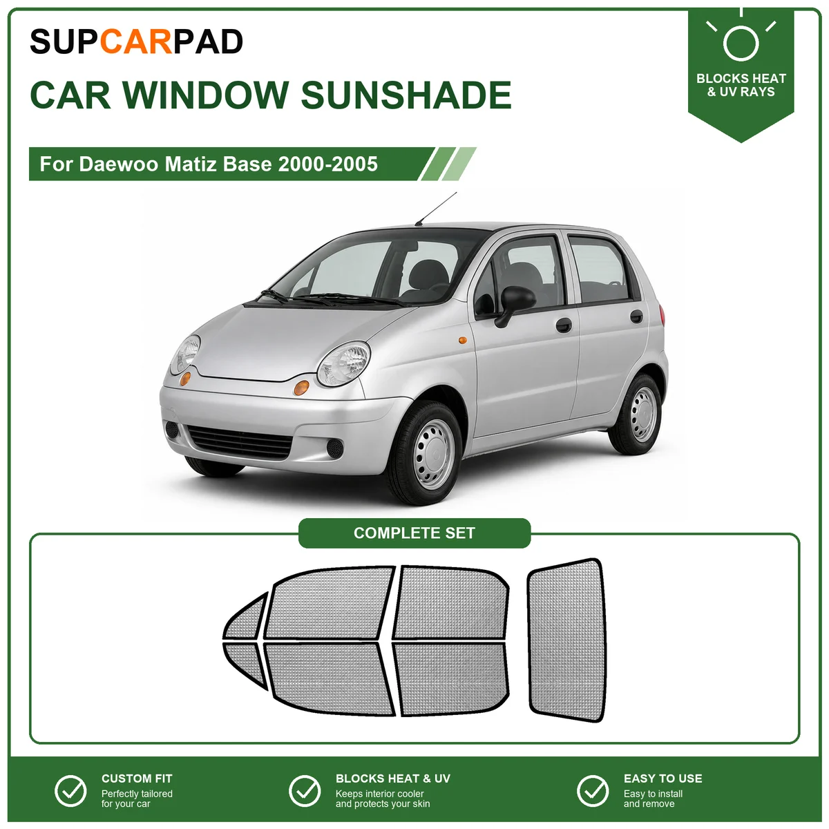 For Daewoo Matiz Base 2000-2005 Full Set Car Window Sunshades UV Block Privacy Heat Insulated Foldable Car Curtain