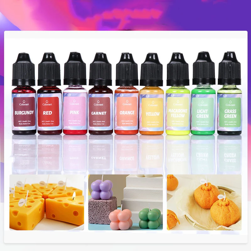 10ml Resin Pigment Liquid Colorant Candle Wax Pigmen For Handmade Candle Soap Resin Coloring Dye Epoxy Mold Craft 24colors