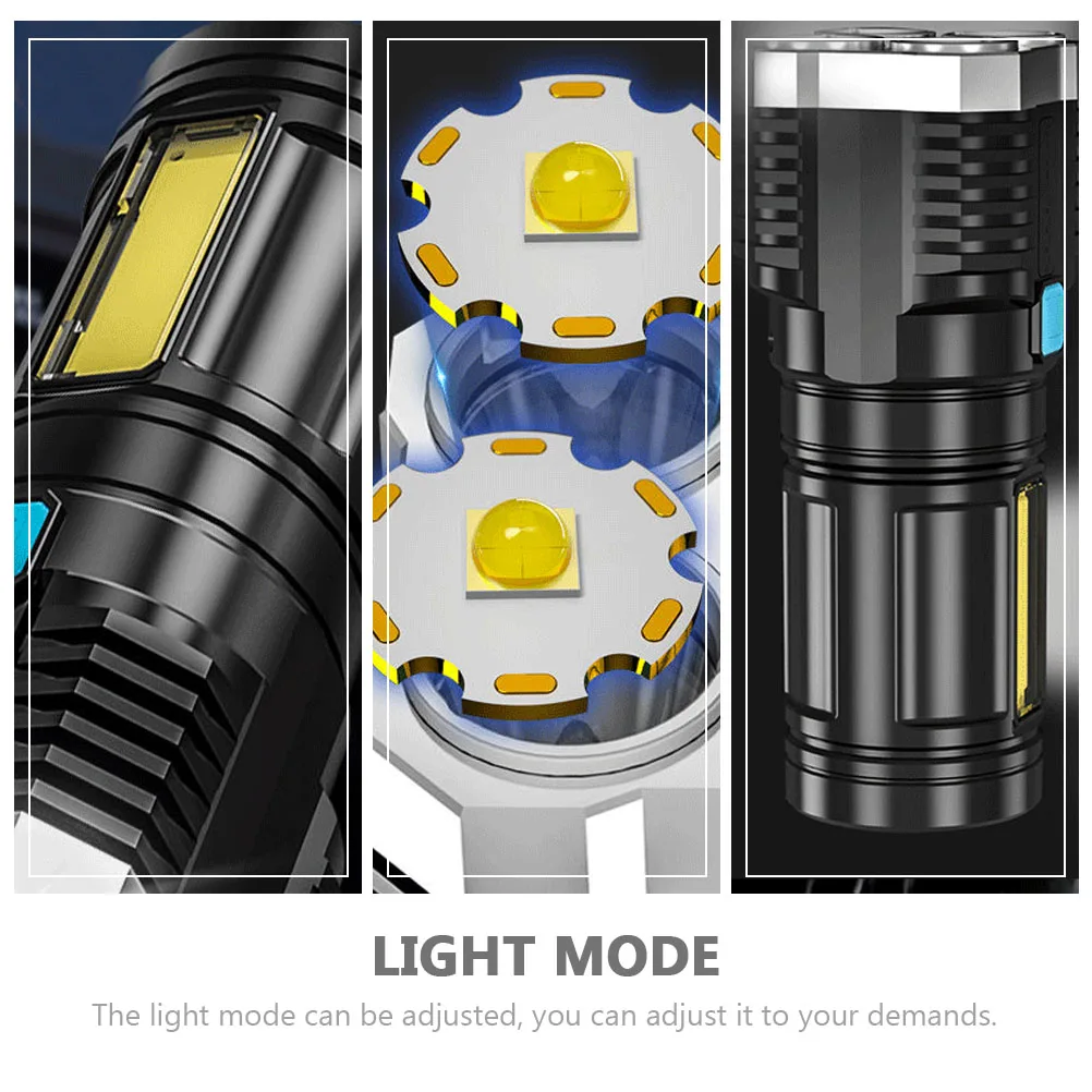 

1pc Rechargeable LED Flashlight USB Powered Adjustable Light Compact Portable Outdoor Camping Hiking Fishing Torch for Emergency