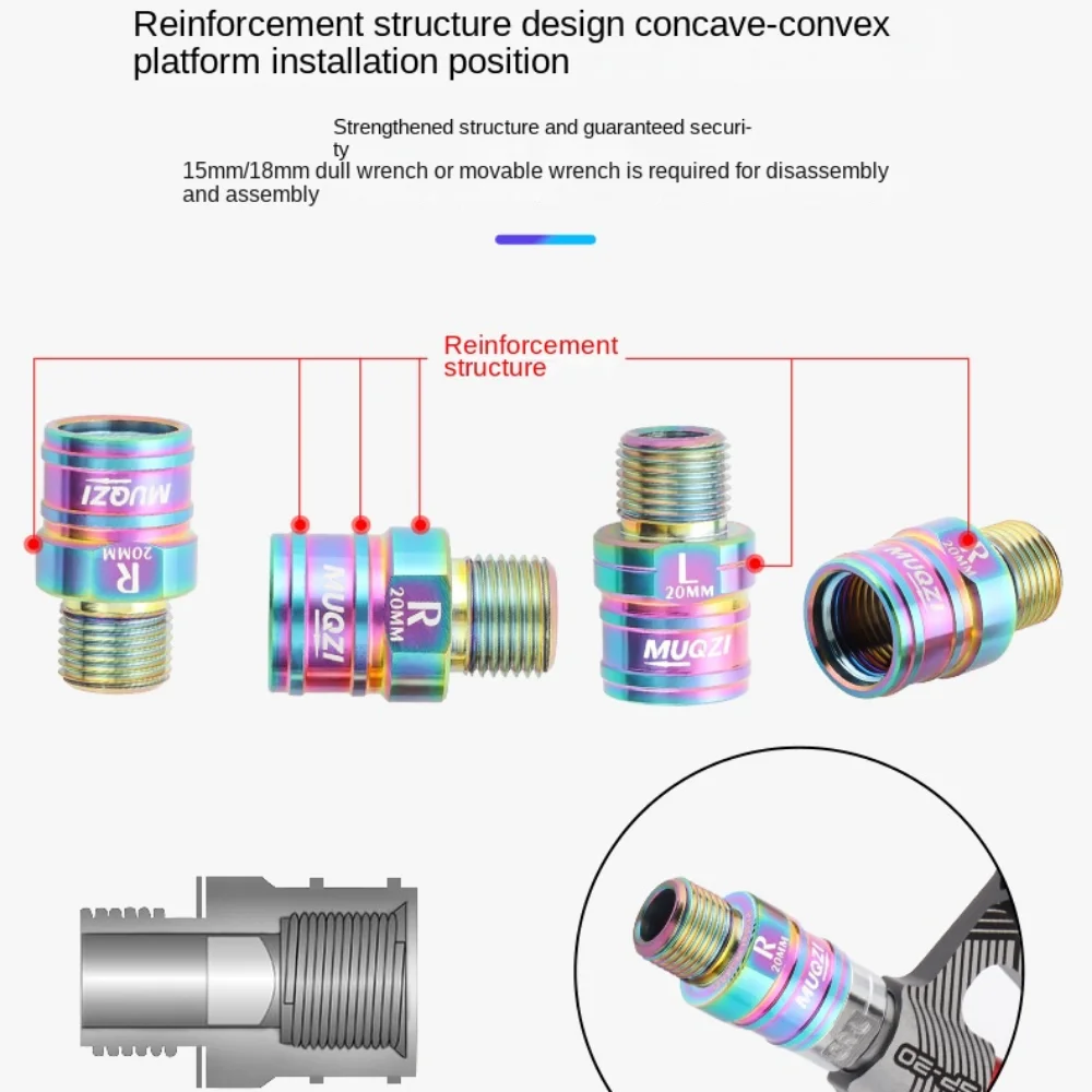 สวมทนจักรยานเหยียบเพลาExtenderจักรยานเหยียบป้องกันการกัดกร่อนจักรยานเหยียบขยายสลักเกลียวโลหะผสมไทเทเนียมน้ําหนักเบา