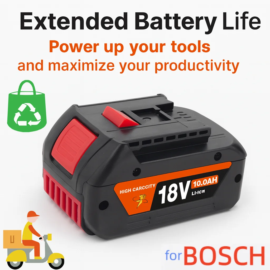 

18V 6.0Ah Li-ion Battery Replacement for Bosch 18V Cordless Drill Impact Driver Hammer Drill Angle Grinder Power Tools