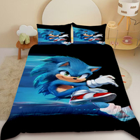 Kids Sonic 3pcs Duvet Cover Cool Anime Bedding Set Comforter Cover with 2 Pillowcase Queen King Bedroom Decor Best Gifts
