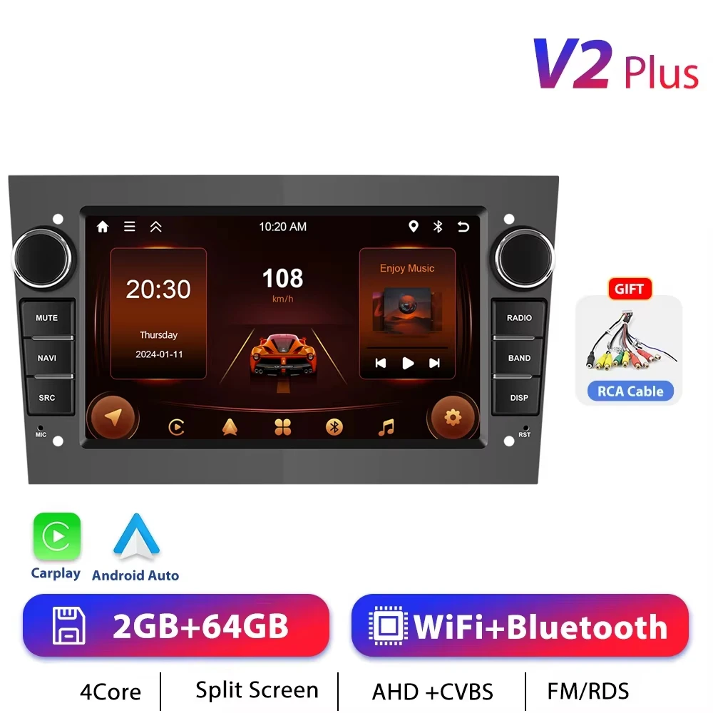 Podofo CarPlay Android Autoradio für Opel Astra Antara Corsa Zafira Combo Intelligentes Autosystem 2din GPS Stereo-Empfänger WiFi Intelligentes Autosystem Dashboard Autoradio Head Unit