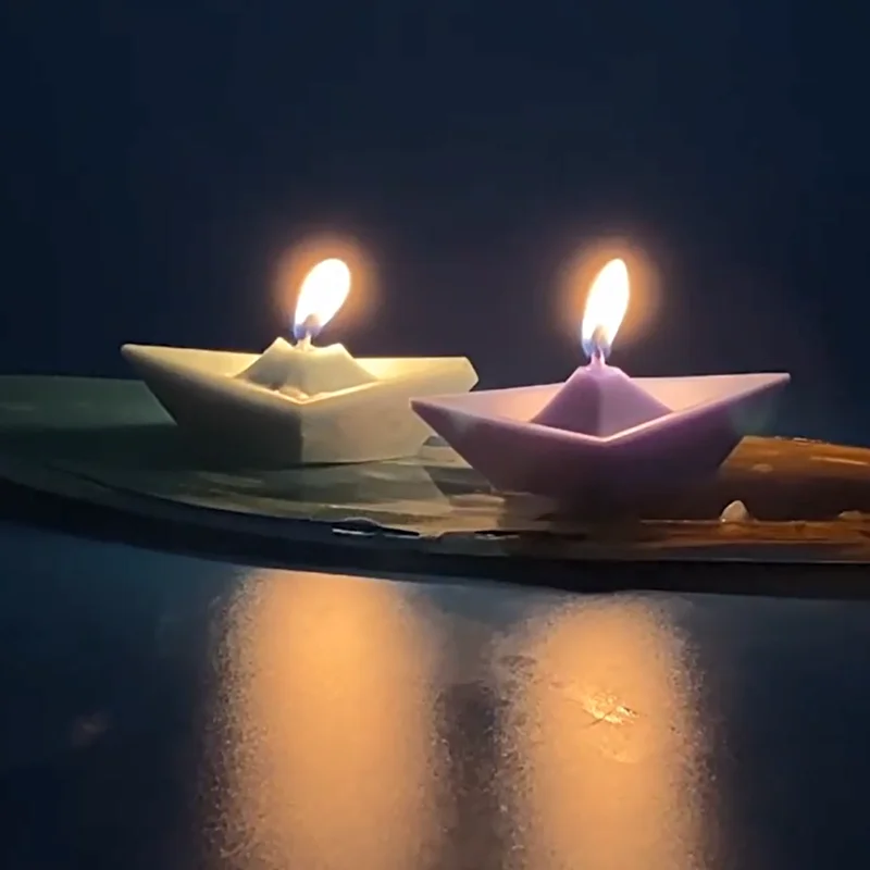 Prayer Ship Silicone Mold 3D Paper Boat Soap Scented Candle Mold Home Decor Craft DIY Cake Decorating Tool