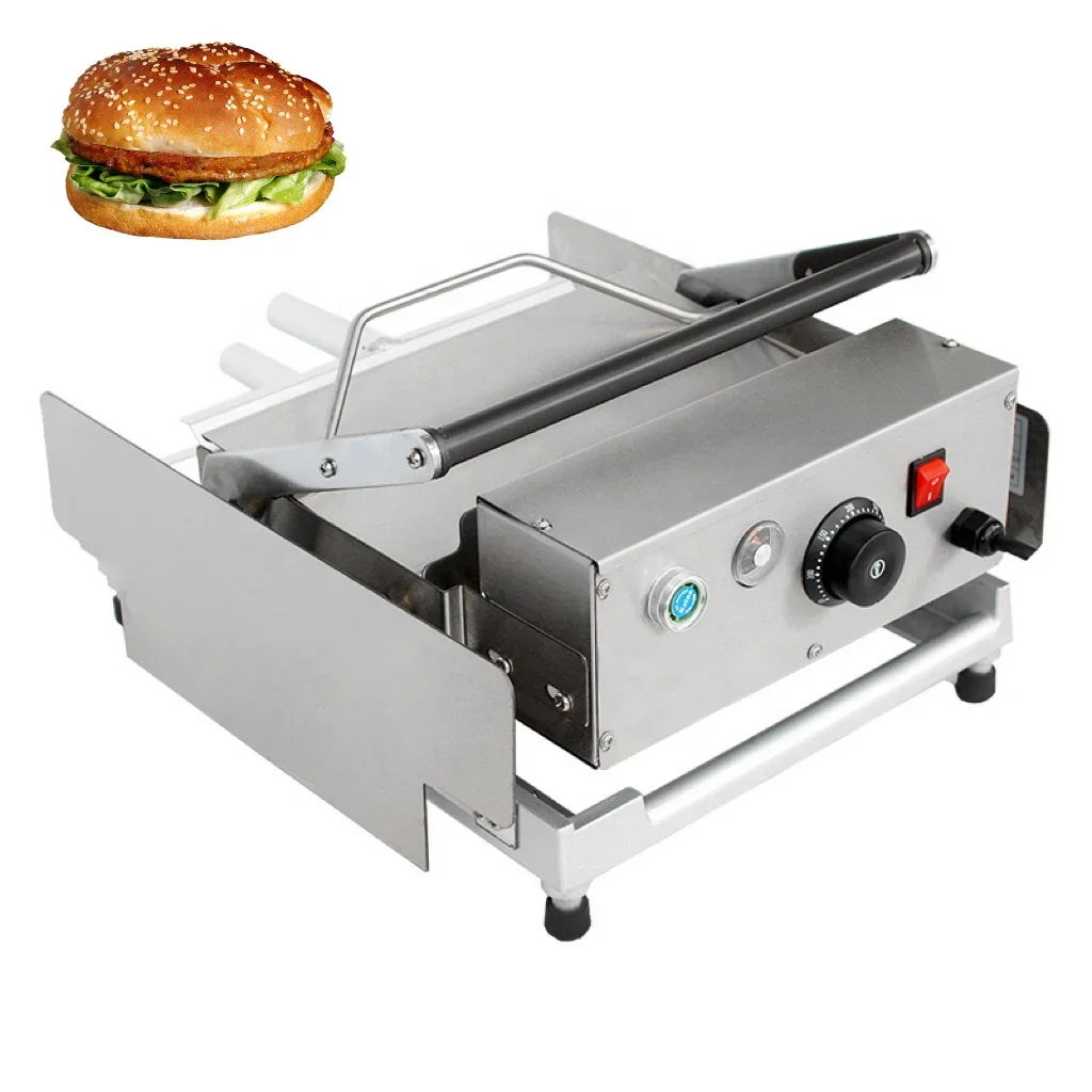 

Stainless Steel Hot Dog Bread Baking Machine/ Small Table Top Burger Buns Toaster