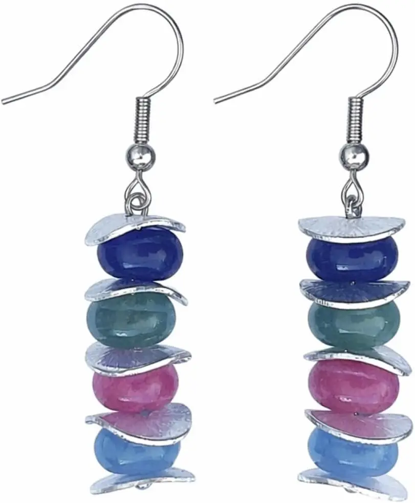 

- Women's Long Earrings with Natural Stones - Elegant and Light Pendant Earrings with