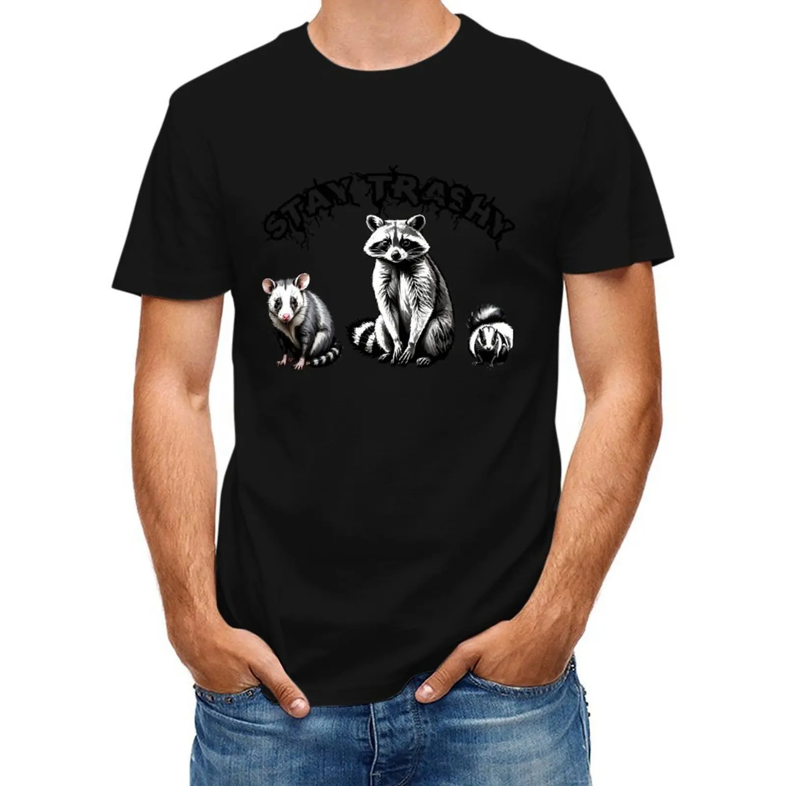 

Stay Trashy Raccoon, Opossum, Skunk T-Shirt tshirts personalised plus size tops men workout shirt