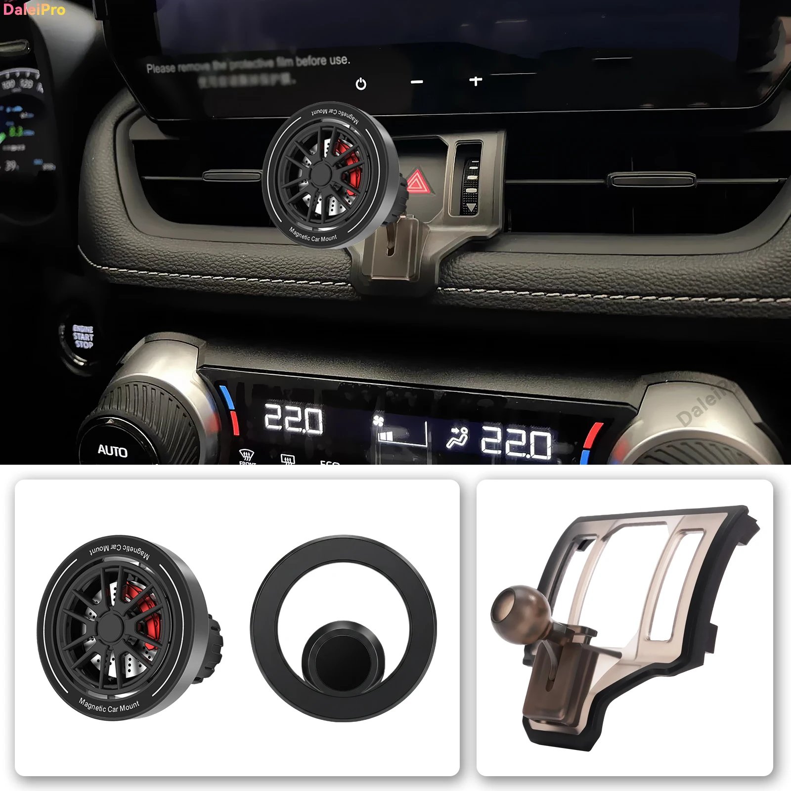 Custom Fit for Toyota RAV4 XA50 2019-2023 2024 2025 Magnetic Phone Mount Airflow Cooling Phone Holder 360° Swivel Holder Base