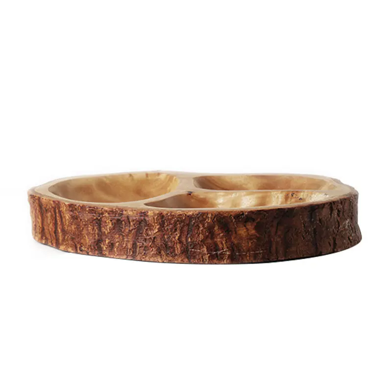 

Household solid wood decorative disc retro tray
