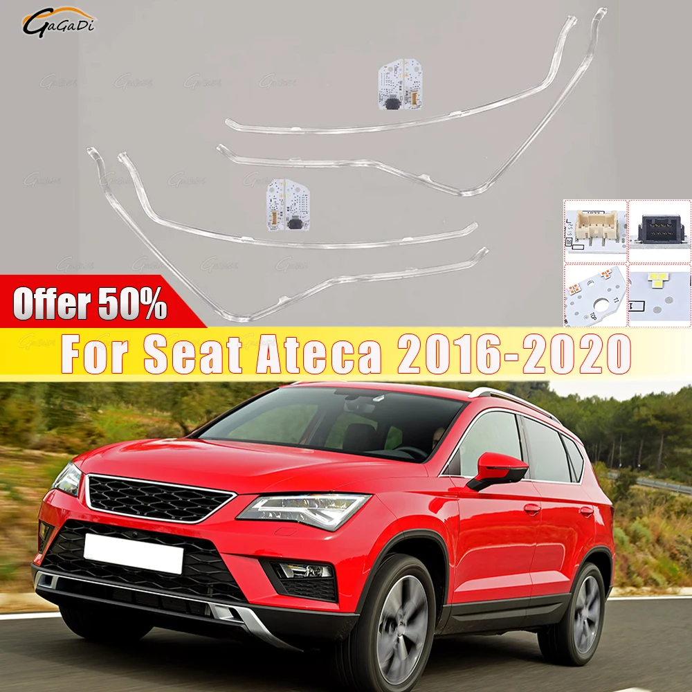 Fit For Seat Ateca 2016-2020 White DRL Light Guide Tube Circuit Board Light Source Chip Car Headlight DRL Repair Fittings