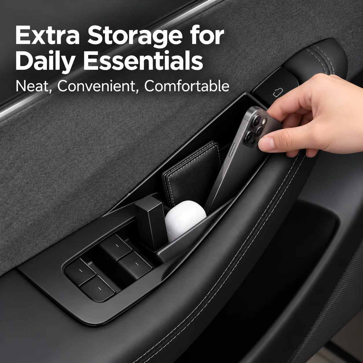 Portable Door Handle Storage Box for Tesla Model 3 Y Compact Organizer Tray Practical Car Interior Utility Holder Accessory