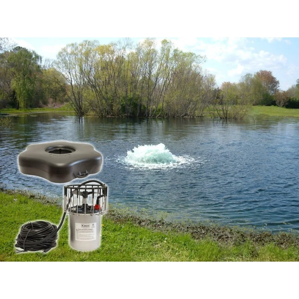 Aeratore di superficie 1/2 HP -120 V con cavo di alimentazione elettrico da 100 piedi |   Aerazione superficiale efficiente per laghi e laghi |   Circolazione massima