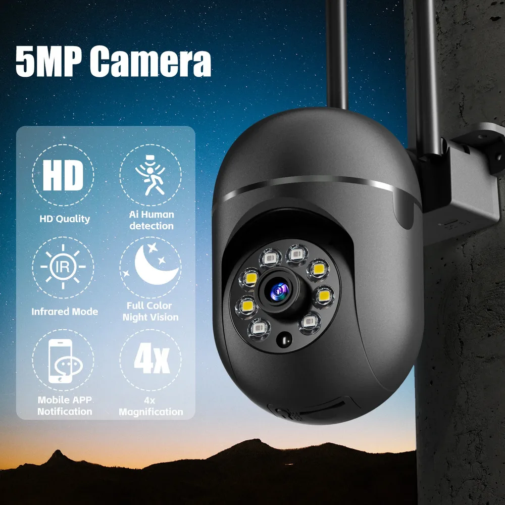 

DIDSeth 5MP Tuya PTZ WIFI IP Camera Outdoor Dome CCTV Security Human Tracking Color Night Vision Security IR Home Surveillance