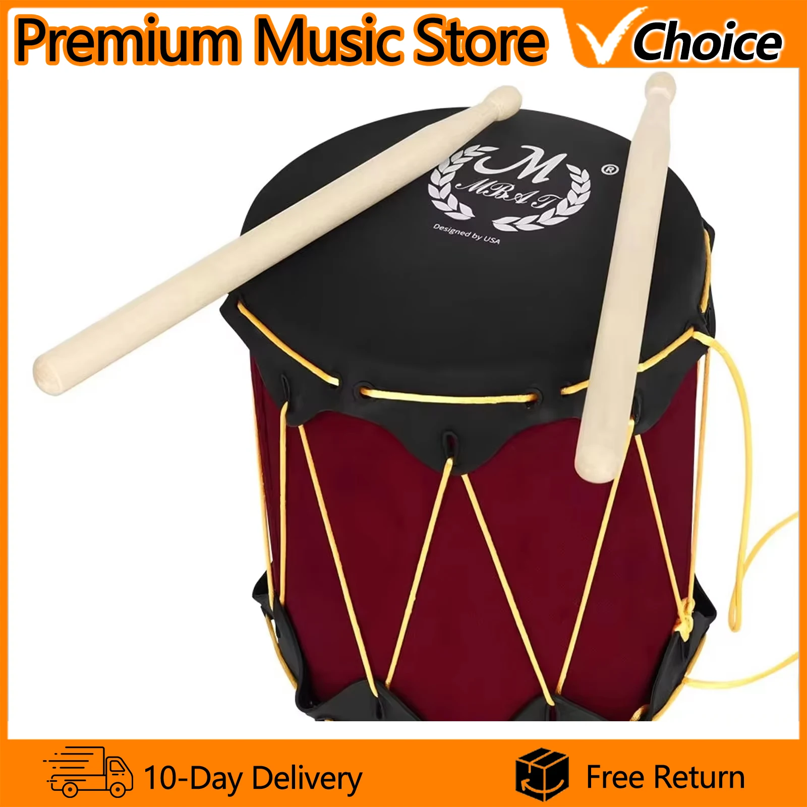 M MBAT Indian Drum Traditional African Percussion Instrument Drum with Drumstick for Beginners Kids Children Ornament Gift Toys