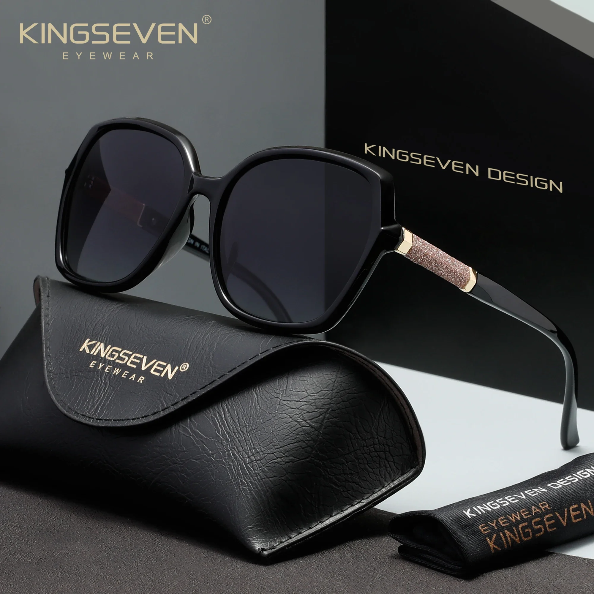 KINGSEVEN Classic Fashion Ladies Sunglasses Polarized UV400 Shades Stylish Eyewear Butterfly Large Frame Vacation Design Glasses