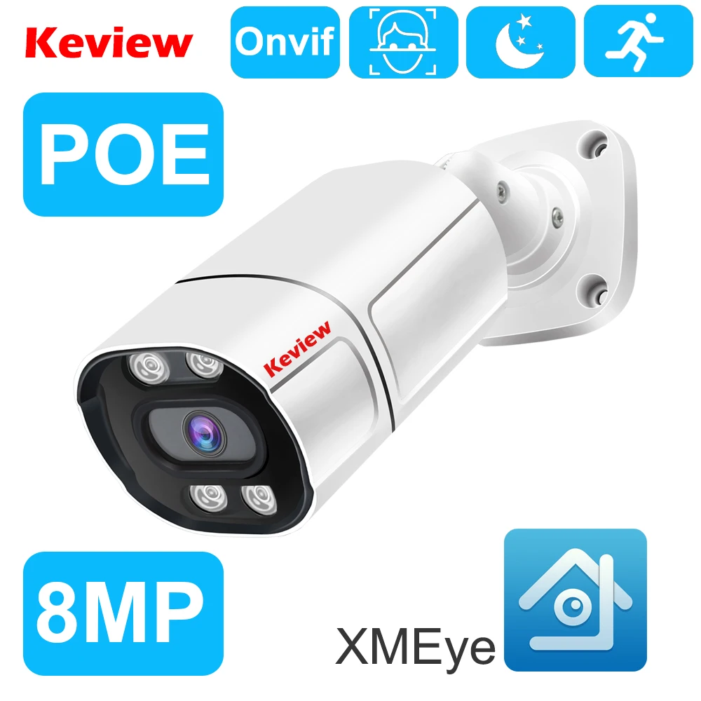 Cámara IP POE de 8MP, 4K, 5MP, vigilancia de seguridad, CCTV, Bullet P2P, detección de movimiento, Audio a todo Color, impermeable, 5MP