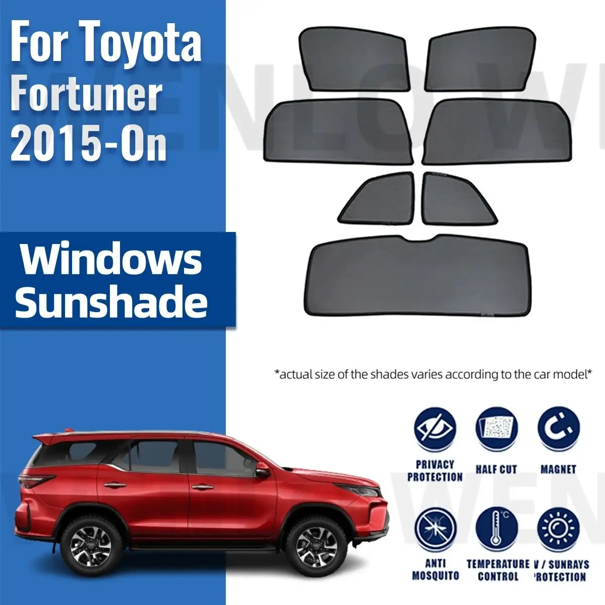 

For Toyota Fortuner 2016-2020 2021 2022 2023 Magnetic Car Sunshade Front Windshield Frame Curtain Rear Side Window Sun Shades