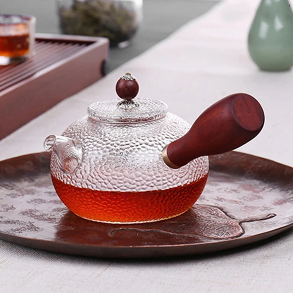 

335Ml Glass Teapot Wooden Handle Hammered Texture For Oolong Puer Tea Chinese Style Water Jar Kitchen Barware Home Office