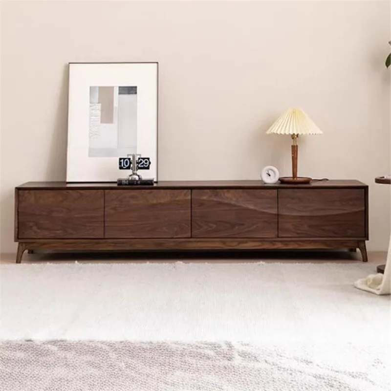 

Customizable North American Black Walnut Full Living Room Storage Audio Visual Nordic Modern Simple Log Furniture