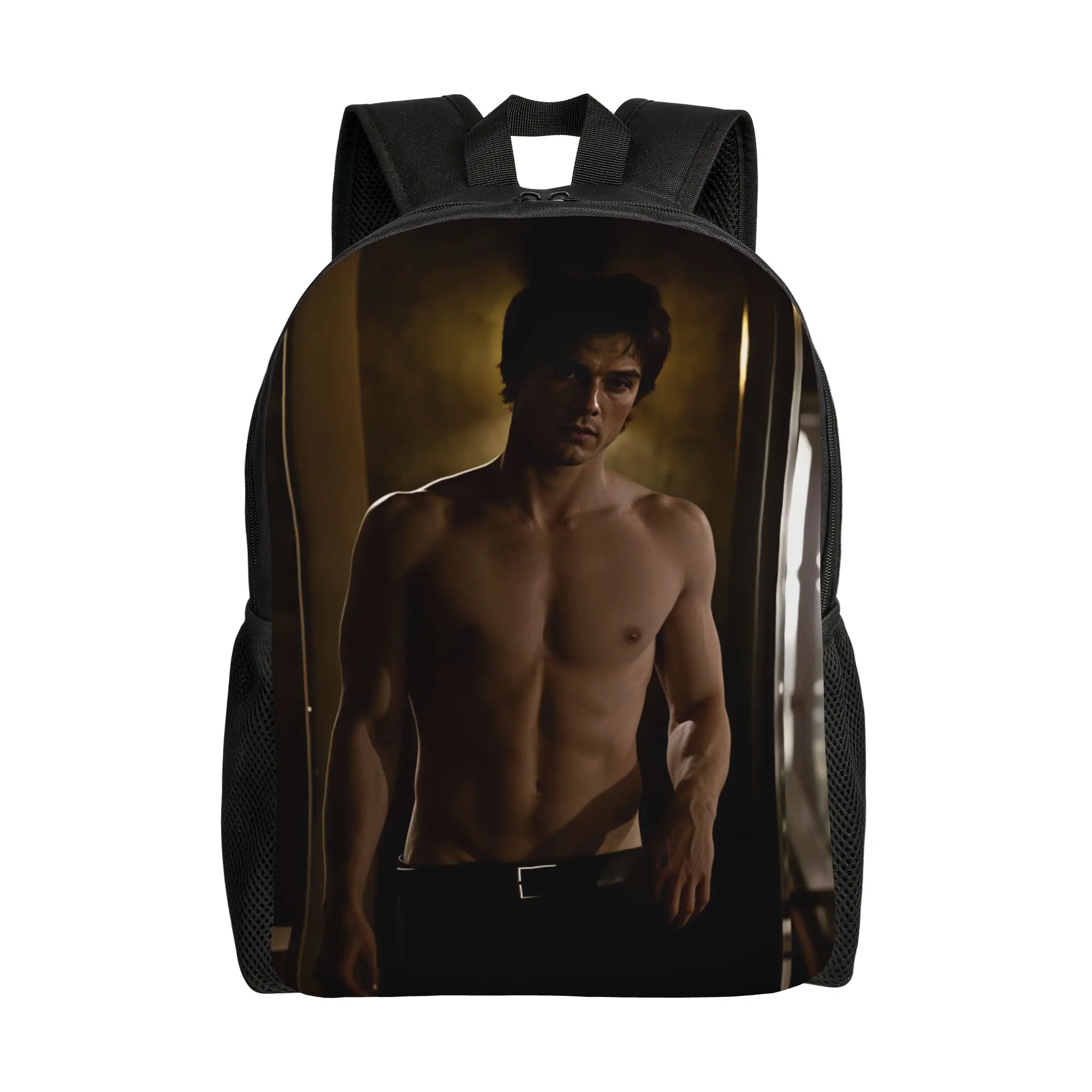 Vampire Diaries Damon Klaus  Backpack  Male Polyester Workout Backpacks Pattern Modern High School Bags Rucksack