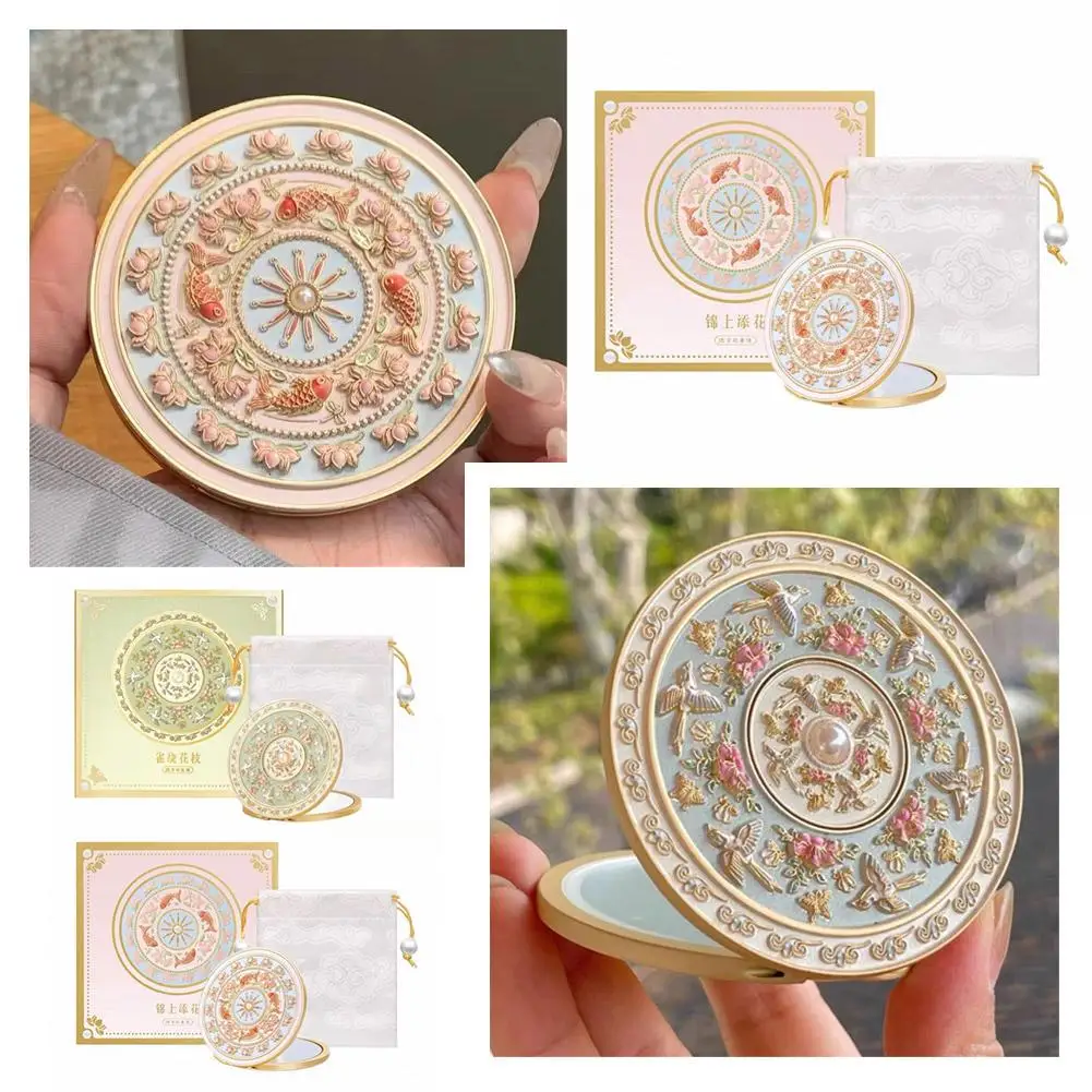 Ręcznie Robione Metalowe Lusterko do Makijażu Składane Kreatywne Lusterko Kosmetyczne Przenośne Wykwintne Lusterko Ręczne dla Kobiet