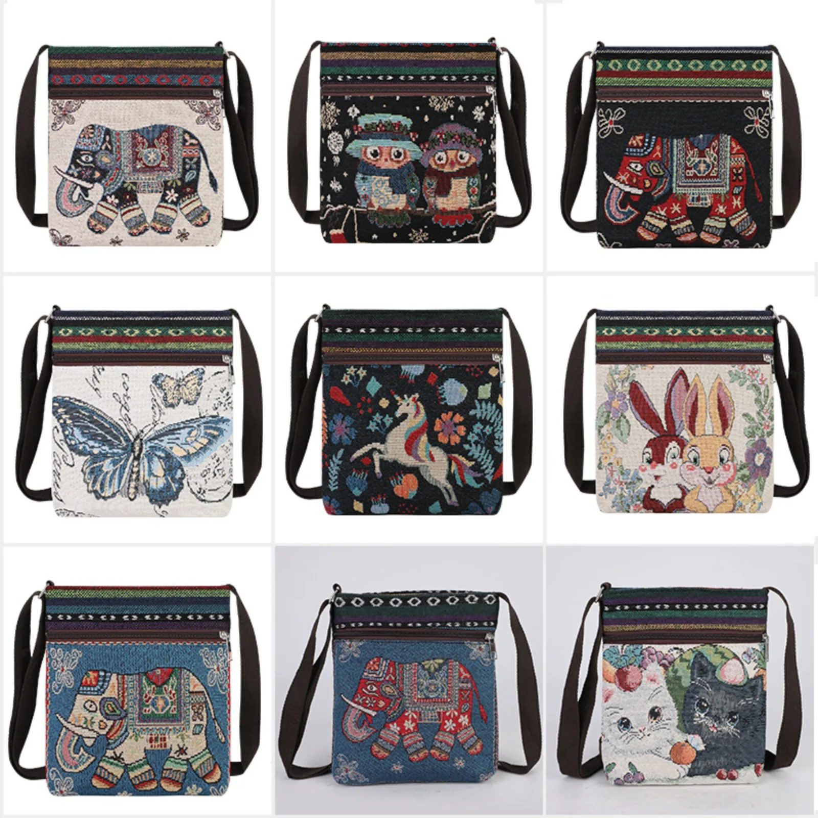 

Ethnic Style Handbag Vintage Embroidery Large Capacity Crossbody Bag Knitted Tote Shoulder Bag for Women