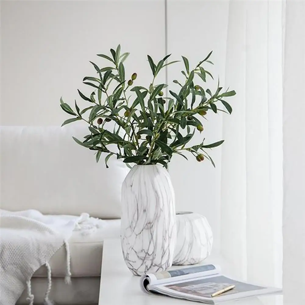 Olive Fruit Leaves Artificial Plants Hexagonal Olive Leaf Branch Fake Olive Tree Branches Wedding Decoration Artificial Flower