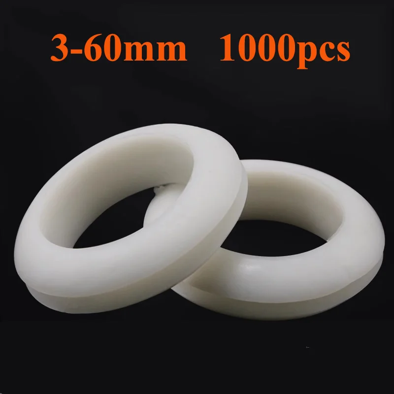 

White O Ring Soft Rubber Protective Coil Out Hole Ring Snap Seal Double Sided O-Ring 3-60mm Wire Pipe Cable Insulation Sleeve