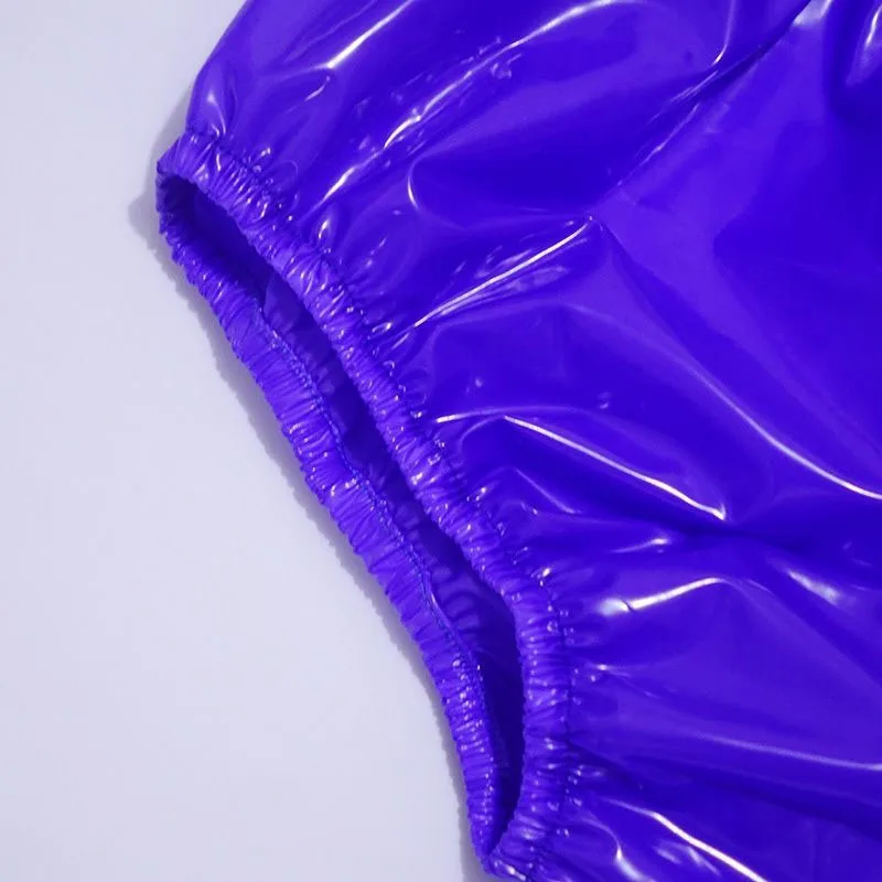 

ABDL Blue Thick PVC Transparent Thick Plastic Gloss Underpants Unisex High Waist Waterproof Loose Soft Incontinence Panties