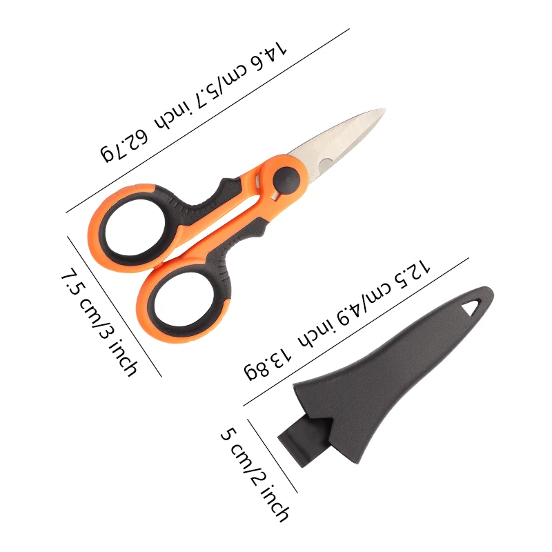

Multifunctional Fishing Line Scissors Stainless Steel Serrated Electrician Wire Stripper Scissors for Home Office Use