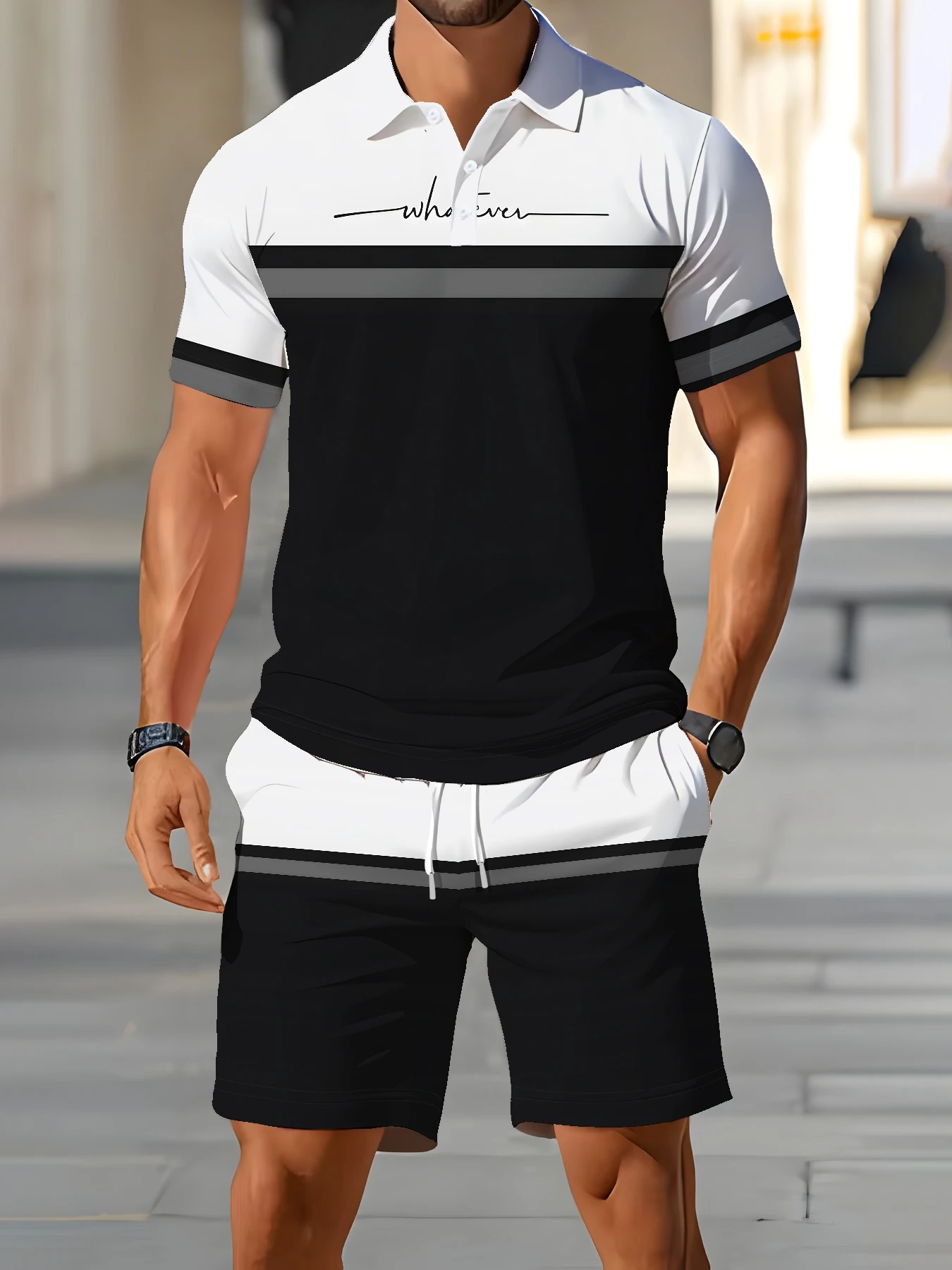 Ensemble Polo Homme Été 2026 - Motif Imprimé 3D - Respirant Léger Confortable Tendance Streetwear Extérieur pour Hommes