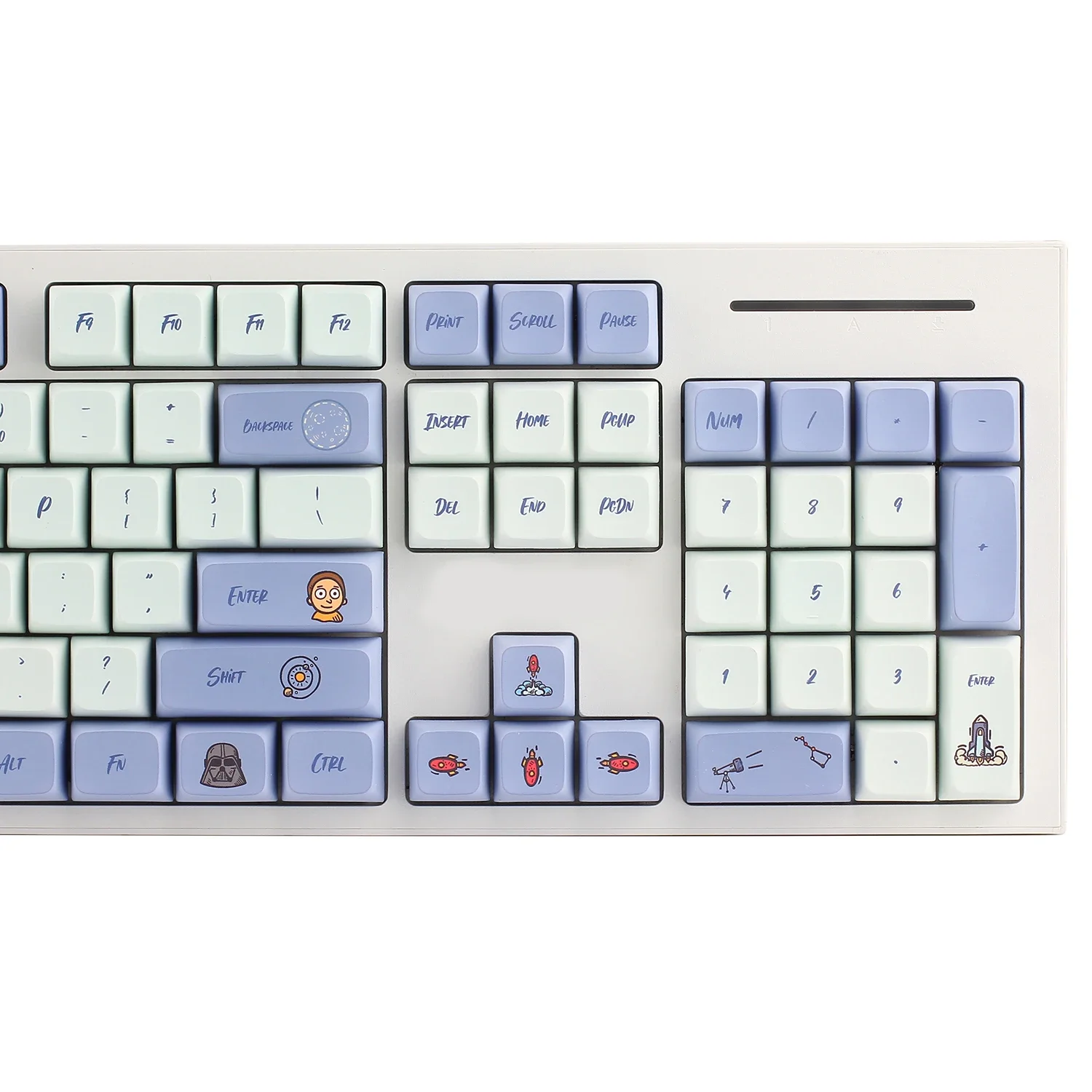 104 + 24 teclas de sublimação de cinco lados PBT XDA Rick e Morty Rick e Morty