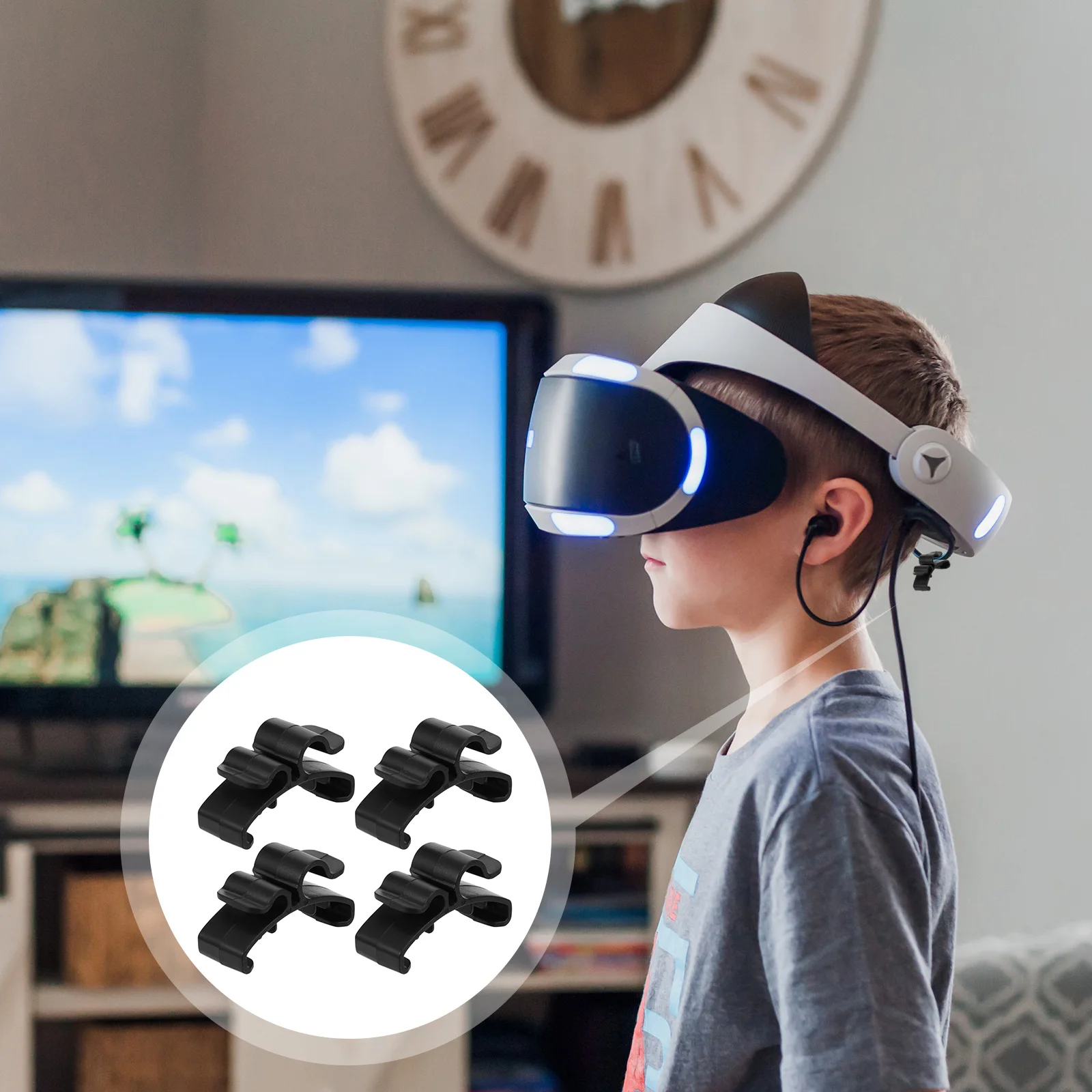 

4Pcs Cable Fixed Buckle Vr Glasses Cable Clips Mini Cord Holder Wire Organizer for 1 Data Line Fixer Gaming
