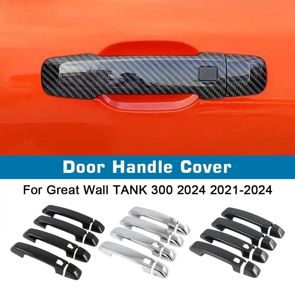 Door Handle Cover For Great Wall TANK 300 2024 2021-2024 Accessories Chrome With Smart Key Hole Catch Cap Trim Molding