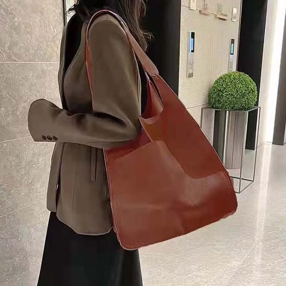 

Повседневная мягкая сумка-тоут из искусственной кожи с несколькими карманами и магнитной кнопкой, большая вместительная сумка на плечо из полиэстера в американском стиле