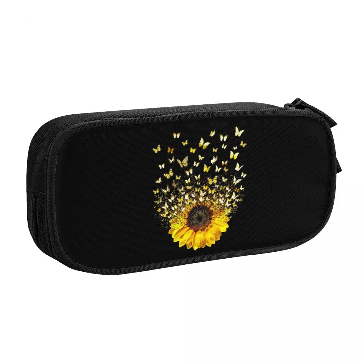 Custom Butterfly Sunflower Flying Gift School Pencil Case Girls Boys Large Storage Flower Pencil Pouch Students Stationery