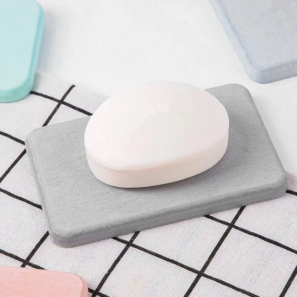 

2 Pcs Soap Holder Silicone Rectangle Diatomite Pad for Bathroom Shower Tray Dishes Absorbent Quick Dry Anti Slip Household