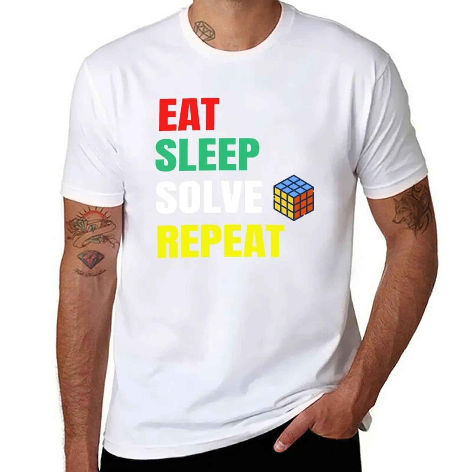 

Eat Sleep Solve Repeat Speed Cubing Puzzle Cube T-Shirt t shirts for man graphic vintage t shirt man designer T-Shirt