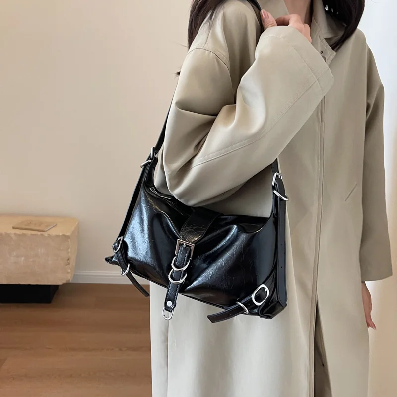 torebka damska torby na ramię torebka luksusowe marki Vintage Fashion Women Shoulder Crossbody Bags Y2K Belt Design Solid Color Underarm Bag 2024