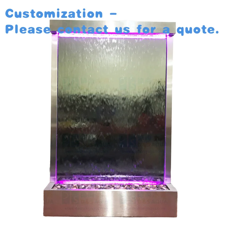 

custom.Contemporary 72*48 Inches Wide Silver Mirror New Outdoor Indoor Waterfall Garden Fountains with SS Frame