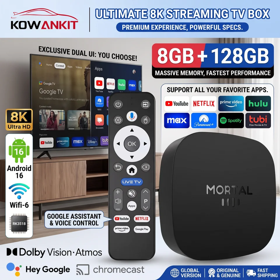 2026 8K HD Smart TV Box Kowankit New T1 Plus Android 16 8GB RAM
