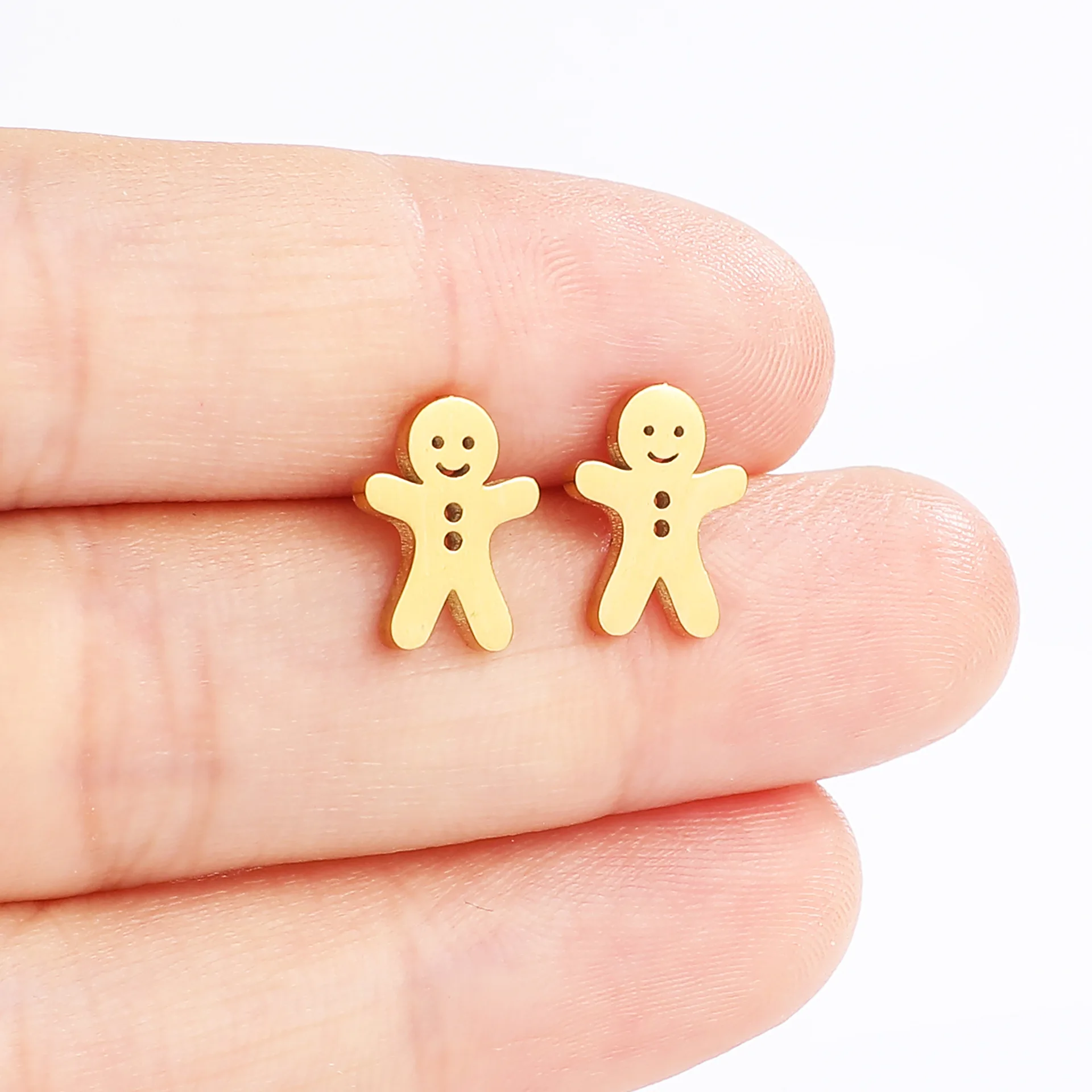

2024 new fashion stainless steel gingerbread human ear accessories temperament all match birthday anniversary earrings small gif