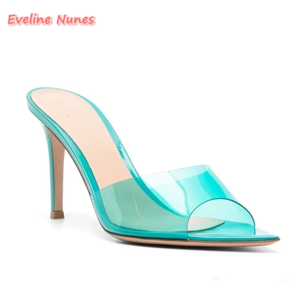 Purple PVC Stiletto Sexy Slippers Women's New Arrival Summer Slip-on Pointed Toe Hollow Fashion Temperament Dress Shoes