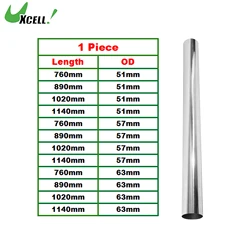 UXCELL 1Pc Straight 51mm 57mm 63mm OD 760-1140mm Length Multi-purpose Mandrel Exhaust Pipe Tube Pipe T304 Stainless Steel