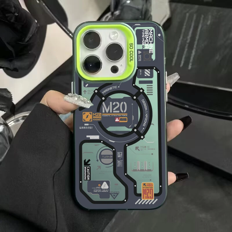 Graffiti-Telefonhülle im Mecha-Stil für iPhone 17 16e 16 15 14 13 12 11 Mini Pro Max X XSMAX 8 7 Air Plus Anti-Fall Matte Rückseite