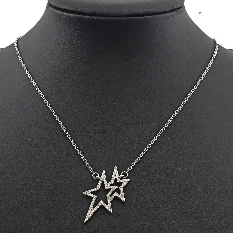 Fashion Pentagram Pendant Guardian Star Engraved Star Diamond Star Necklace Collarbone Chain Fashon Y2K Stye Personaty Chain