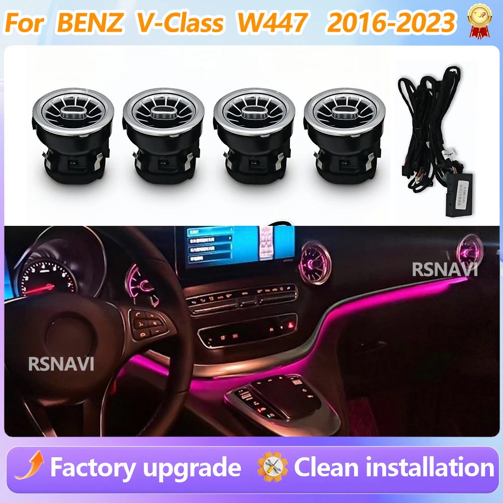 For Benz V-Class W447 V260 2016-2023 3/64 Colour LED Air Vents Ambient Light Turbine Outlet Nozzle Active Ambient Light Upgrade
