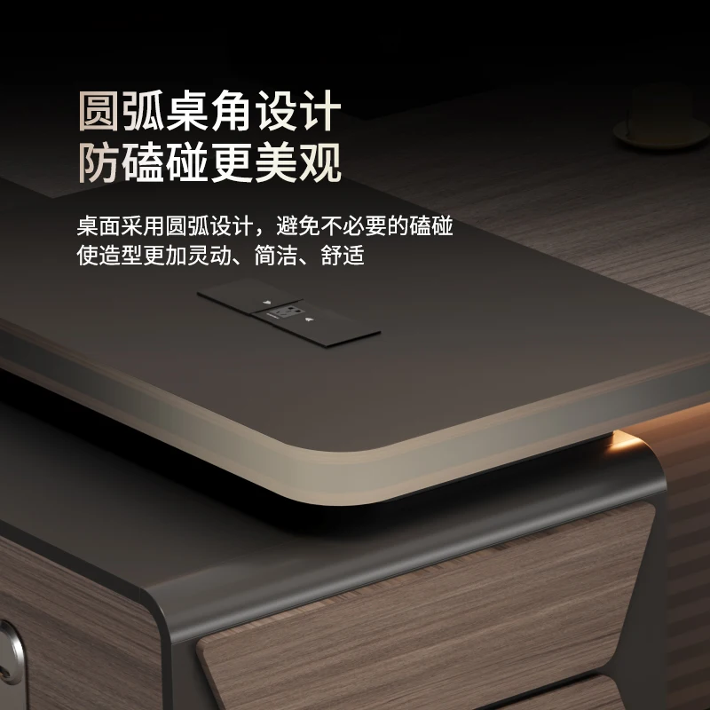 مجموعة كراسي مدير غرفة الشخص الفاخرة على شكل حرف L، أثاث مكتب الرئيس البسيط والحديث، مكتب تنفيذي للمنزل