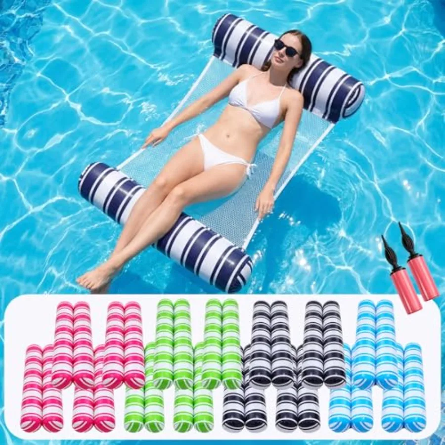 

Water pool float for adults, inflatable lounge chair float in blue, durable PVC material, multi-purpose for vacation fun and re