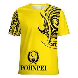 Hibiscus HD print Custom Design Polynesian Traditional Tribal Pattern Polyester T Shirt Short Sleeve Comfortable Wholesale Men